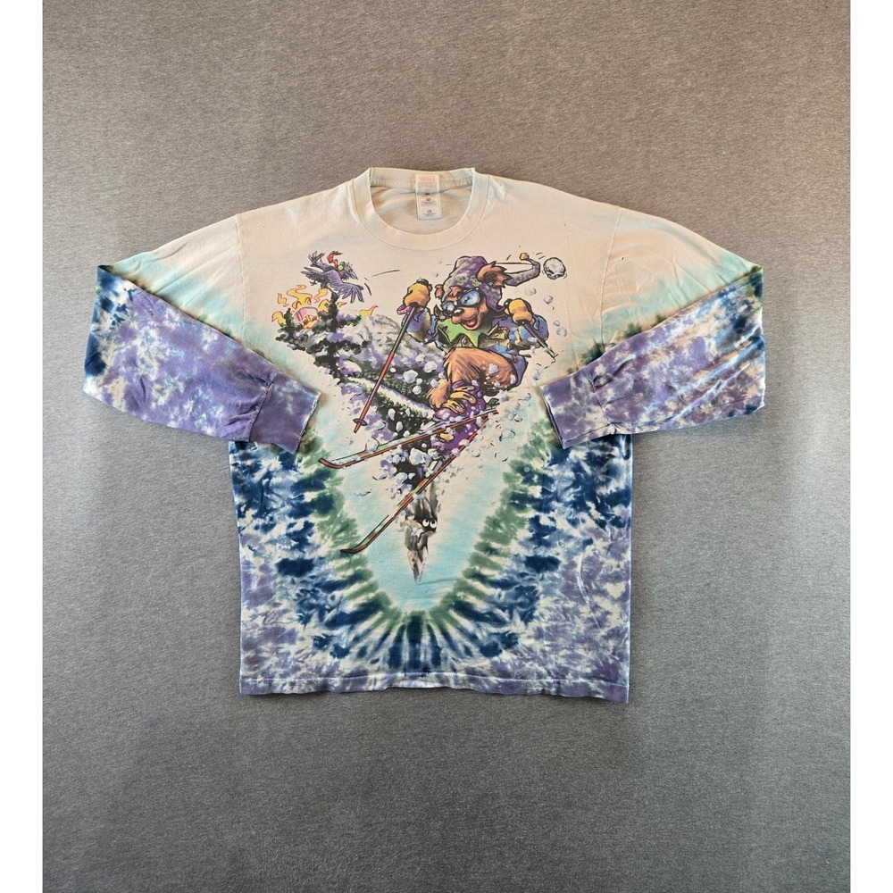 Vintage Grateful Dead Shirt Mens XL Tie Dye Ski Bear Distressed Long Sleeve 1996